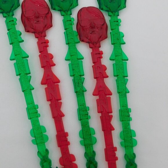 Frankies Tiki Room Lot of 5 Stir Swizzle Drink Sticks Red Green Las Vegas Bar - Picture 4 of 8